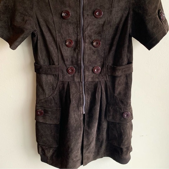 Zhenpixilie Brown Suede Mini Dress Size 42 - Picture 6 of 11